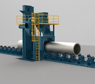 鋼管拋丸機，外壁除銹清理設備